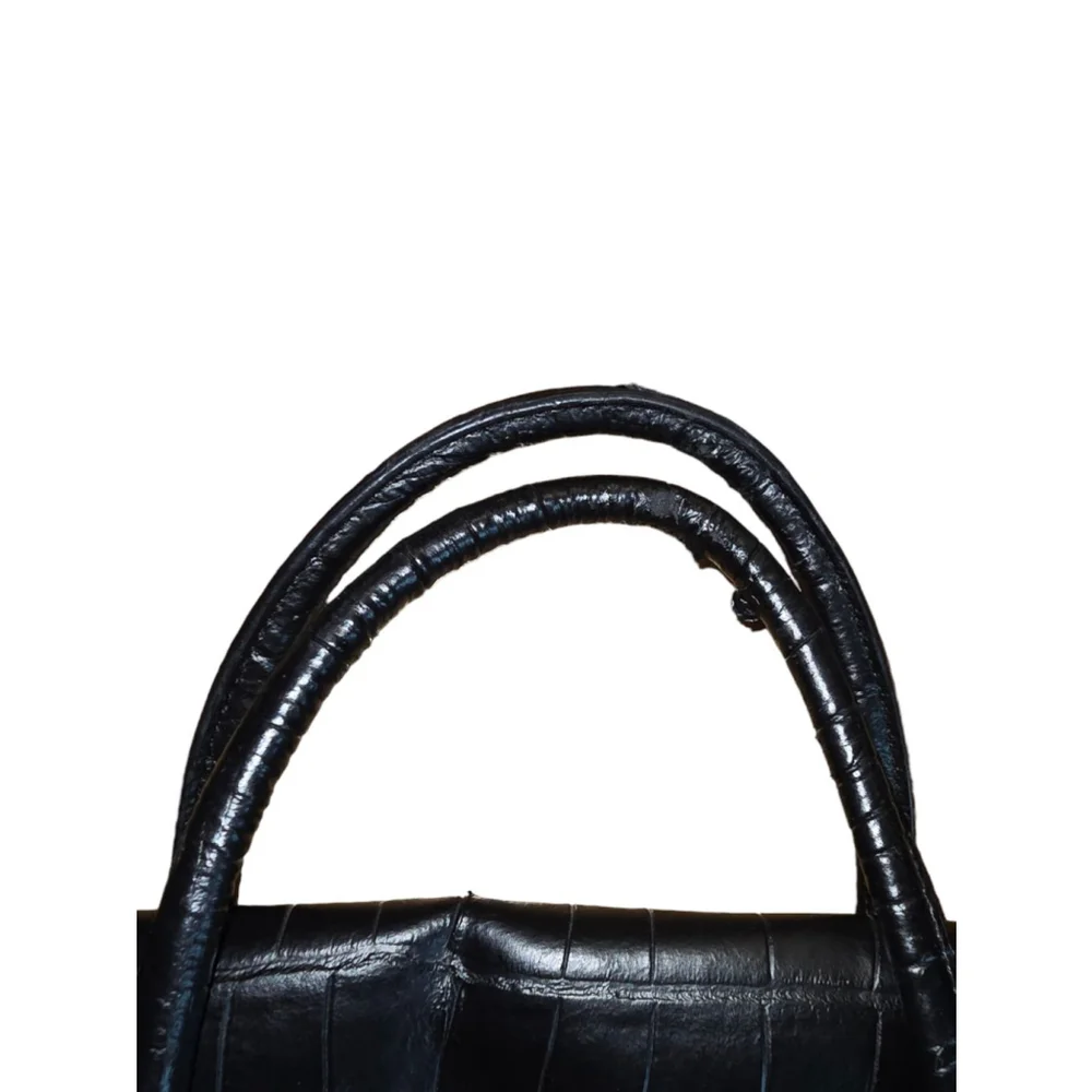 Vintage Kenneth Cole Reaction Black Faux Leather Crocodile Pattern Briefcase Bag - Picture 13 of 16